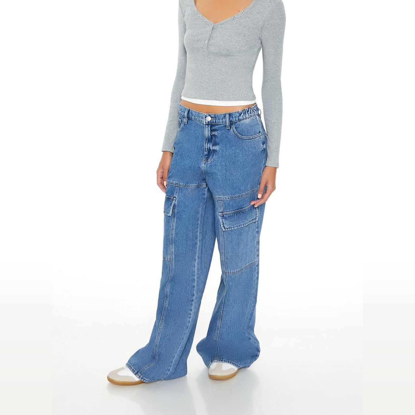 F21 - Women's High-Rise Wide Leg Cargo Jean