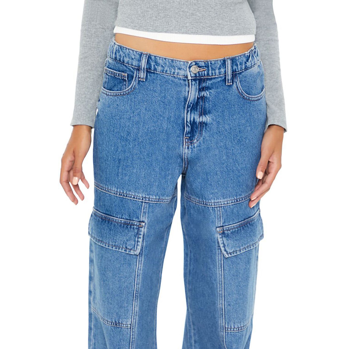 F21 - Women's High-Rise Wide Leg Cargo Jean