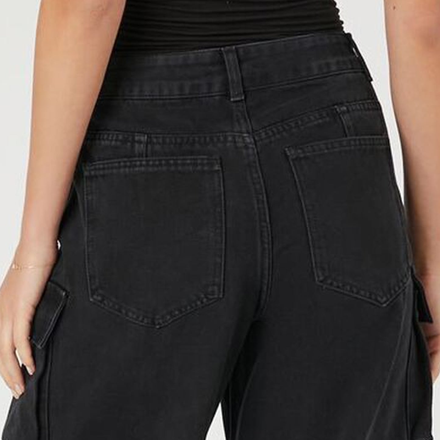 F21 - Women's High-Rise Wide Leg Cargo Jean