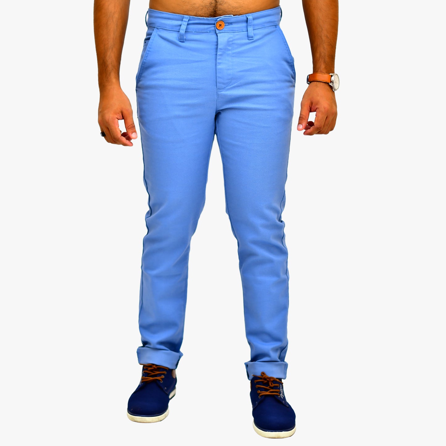 WOKE Men's Chino Slim Fit - Blue