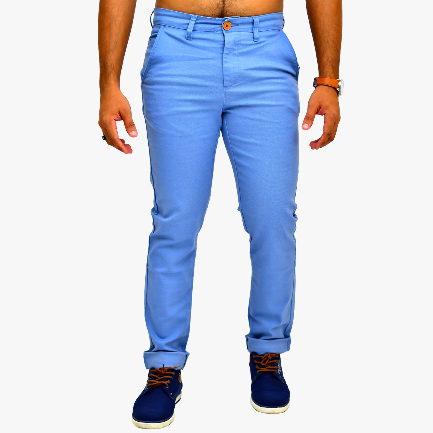 WOKE Men's Chino Slim Fit - Blue