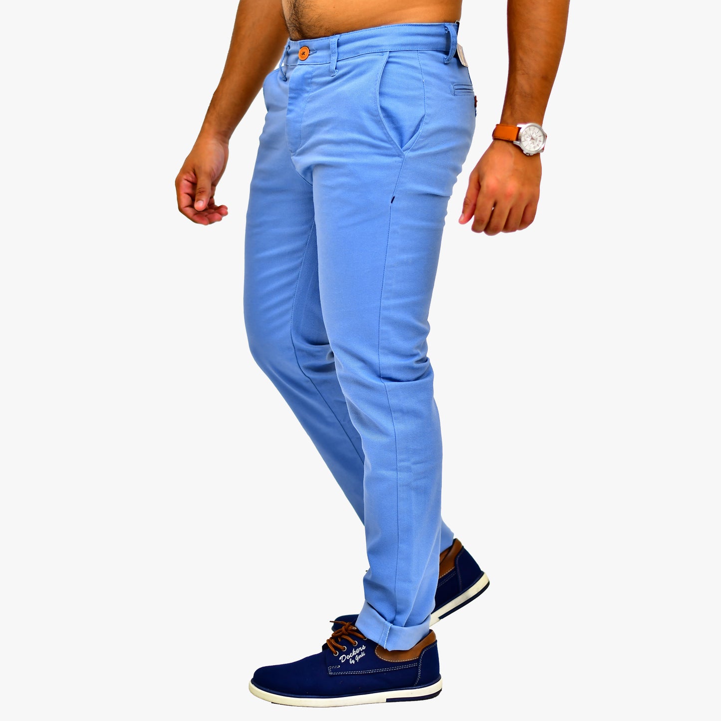 WOKE Men's Chino Slim Fit - Blue