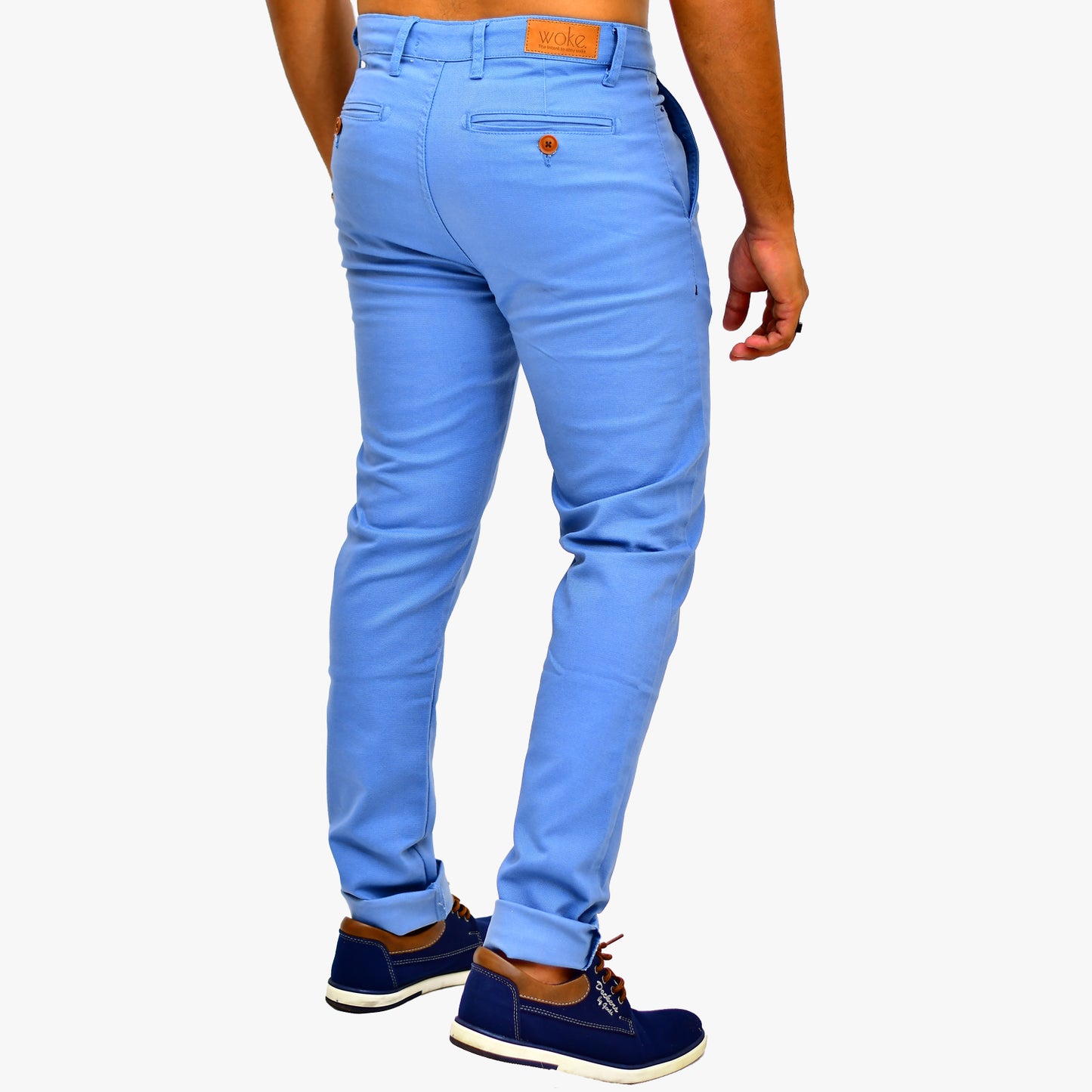 WOKE Men's Chino Slim Fit - Blue